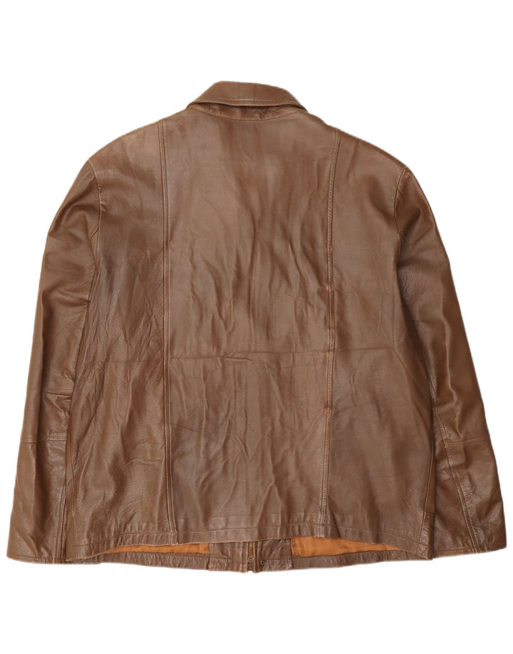 Michel Mens Leather Jacket IT 56 3XL Brown