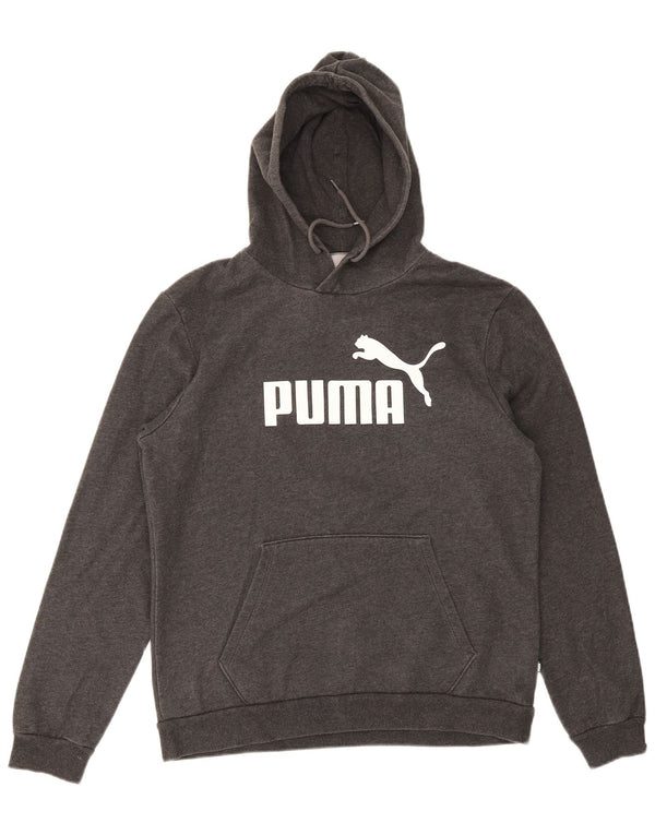 PUMA Mens Graphic Hoodie Jumper Medium Grey Cotton