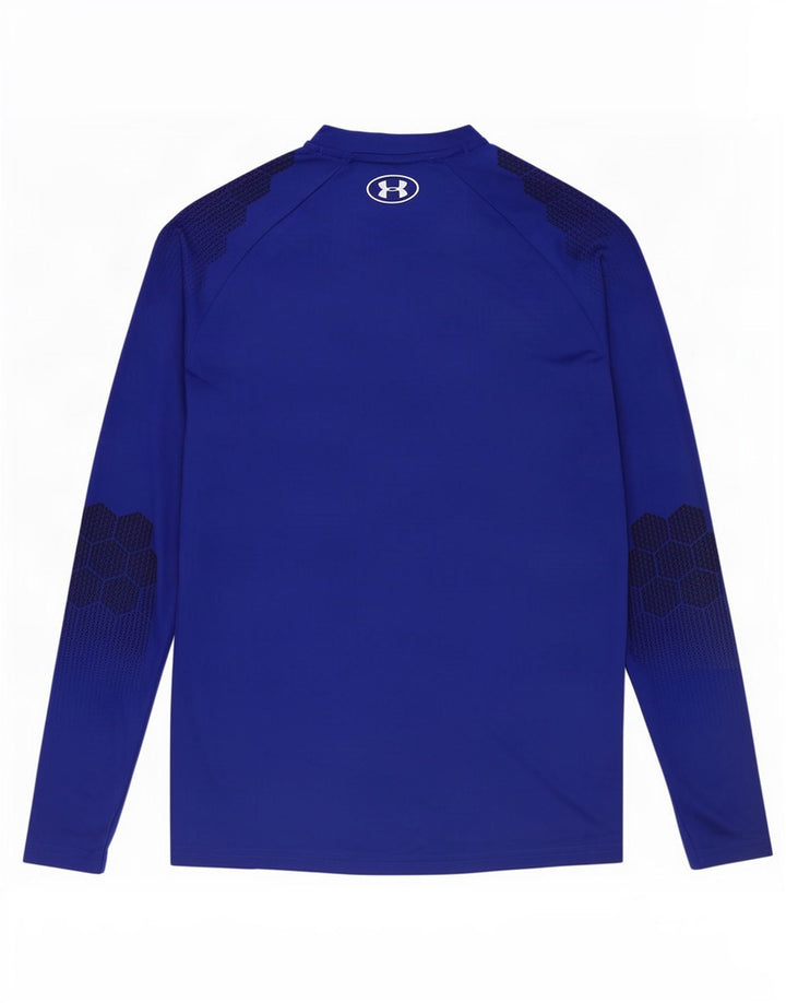 Under Armour Mens Top Long Sleeve Medium Blue Spotted Polyester
