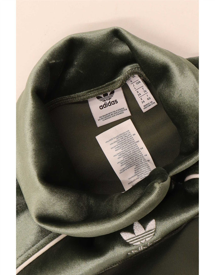 Adidas Womens Oversized Velour Top 3/4 Sleeve UK 8 Small Green Polyester