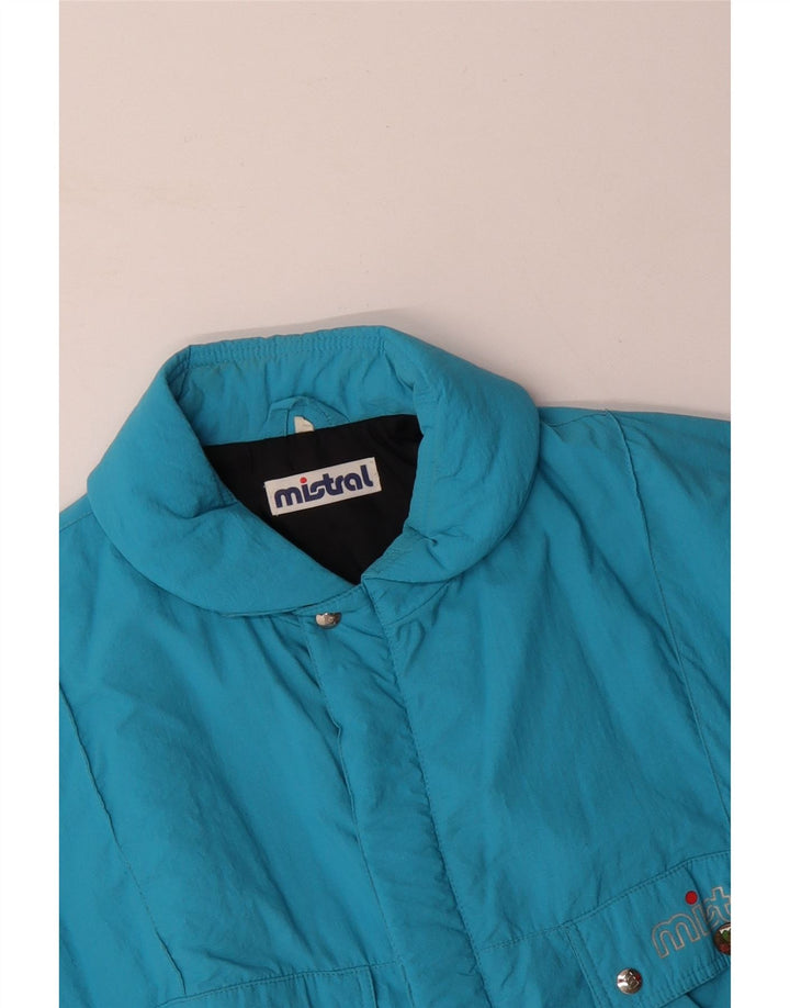 MISTRAL Mens Graphic Loose Fit Padded Jacket UK 40 Large Blue Polyamide