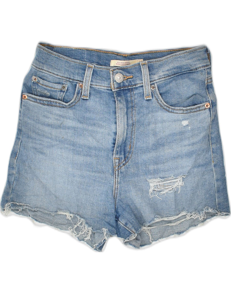 LEVI'S Womens High Waist Distressed Denim Shorts W26 Small Blue Cotton | Vintage Levi's | Thrift | Second-Hand Levi's | Used Clothing | Messina Hembry 