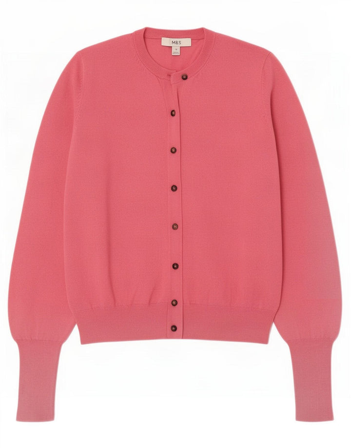 Marks & Spencer Womens Cardigan Sweater UK 14 Medium Pink Viscose