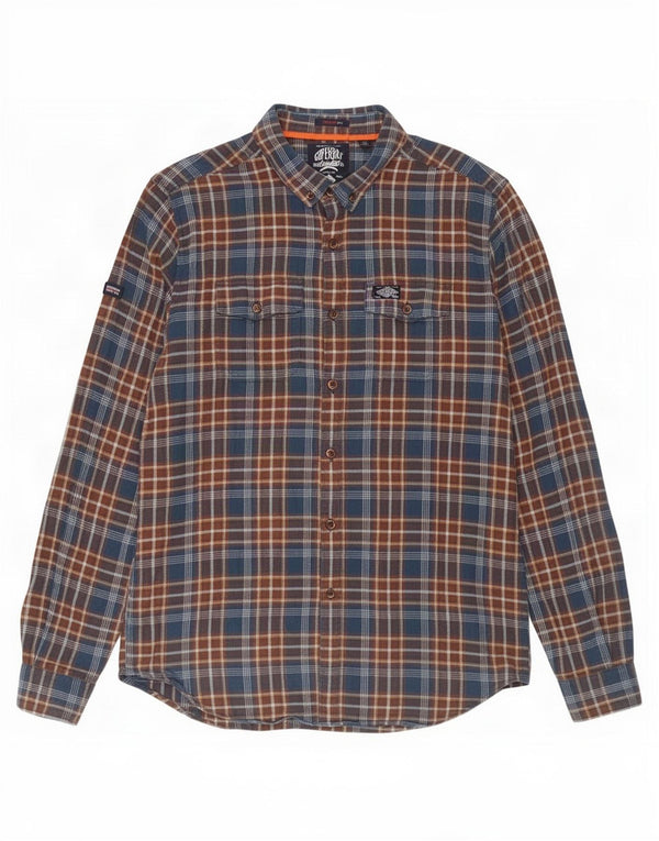 Superdry Mens Regular Fit Flannel Shirt XL Blue Plaid Cotton