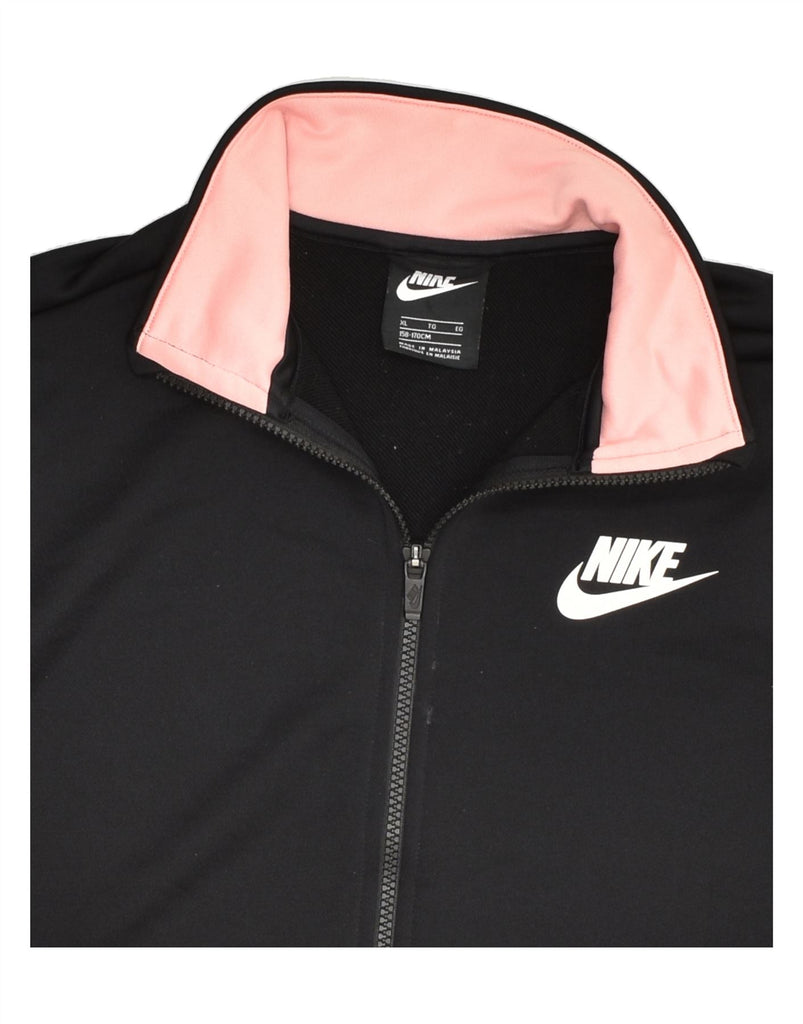 NIKE Girls Tracksuit Top Jacket 13-14 Years XL Black Colourblock Polyester | Vintage Nike | Thrift | Second-Hand Nike | Used Clothing | Messina Hembry 