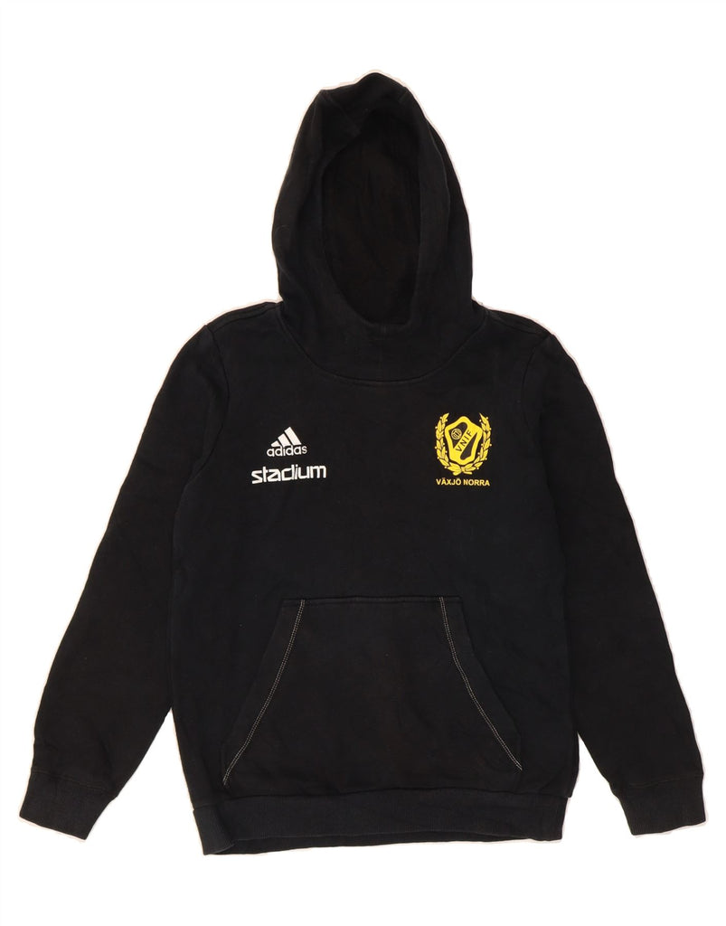 ADIDAS Boys Hoodie Jumper 11-12 Years Black Cotton Vintage Adidas and Second-Hand Adidas from Messina Hembry 