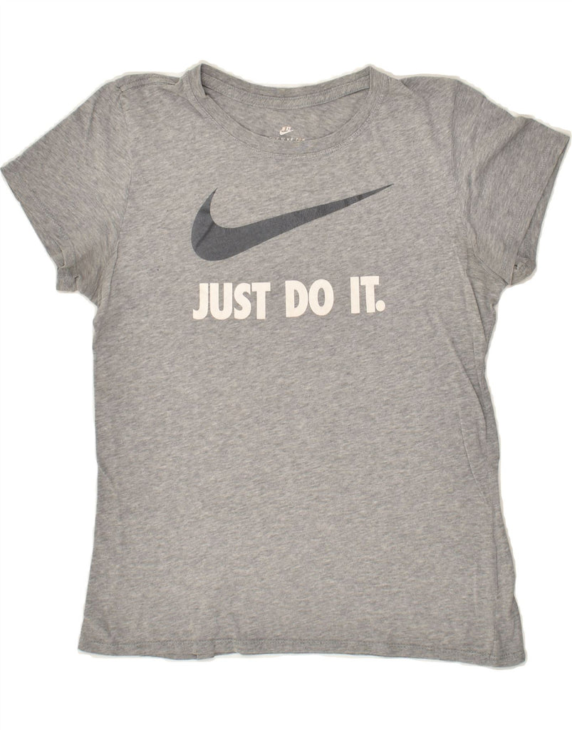 NIKE Womens Graphic T-Shirt Top UK 10 Small Grey | Vintage Nike | Thrift | Second-Hand Nike | Used Clothing | Messina Hembry 