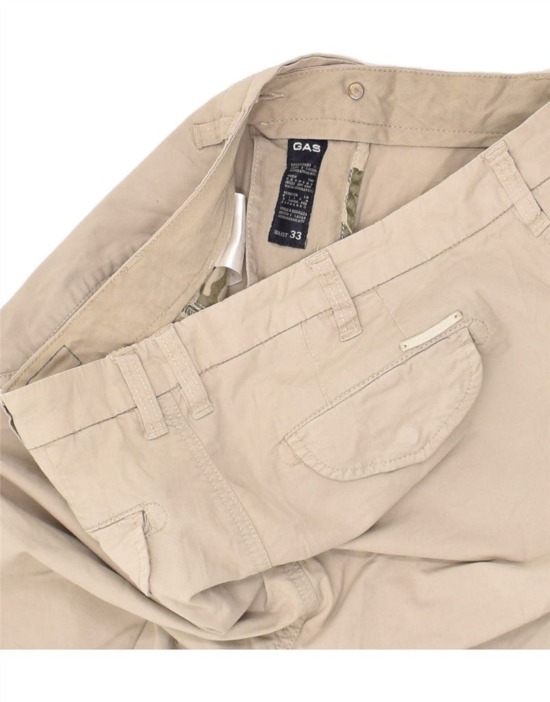 GAS Mens Cargo Shorts W33 Medium Beige Cotton | Vintage Gas | Thrift | Second-Hand Gas | Used Clothing | Messina Hembry 