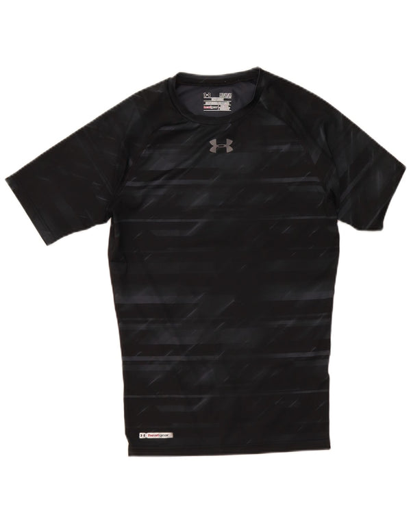 Under Armour Mens Heat Gear T-Shirt Top Medium Grey Pinstripe