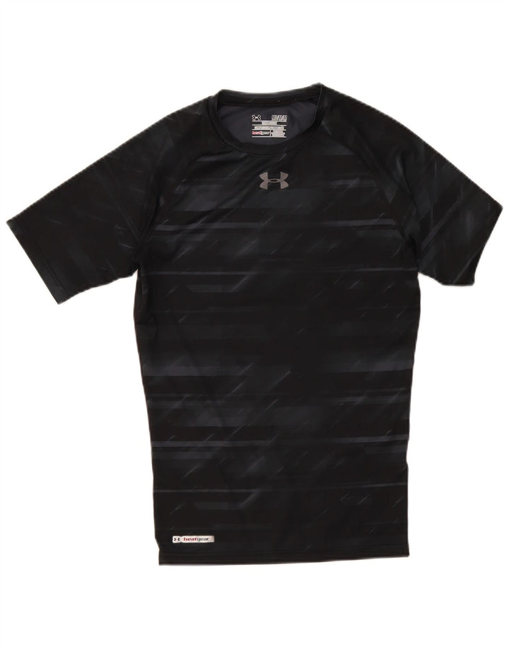 Under Armour Mens Heat Gear T-Shirt Top Medium Grey Pinstripe