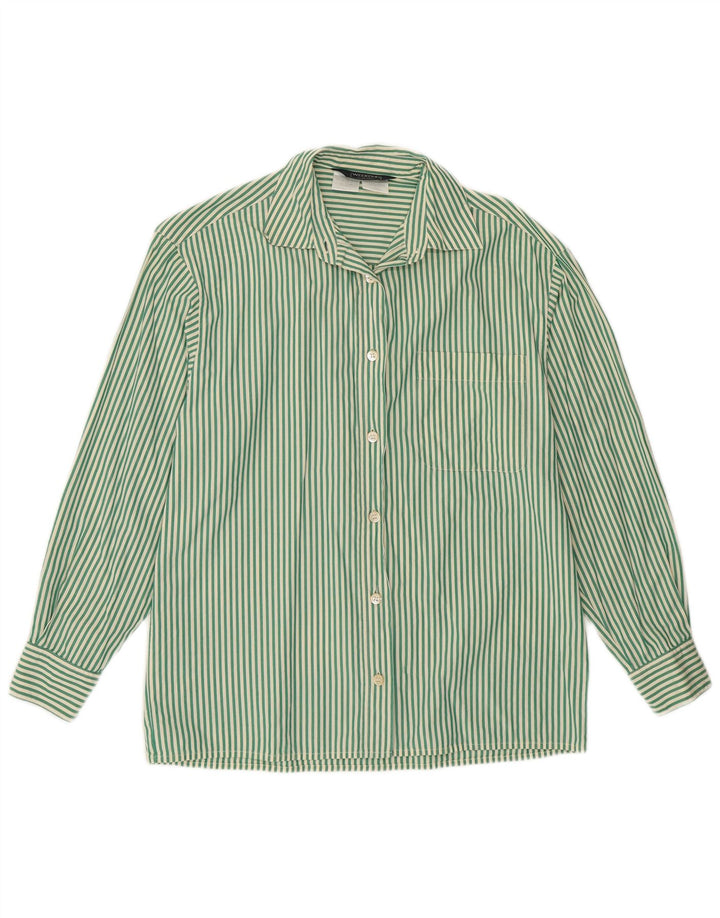 MAX MARA Womens Weekend Shirt UK 16 Large Green Pinstripe