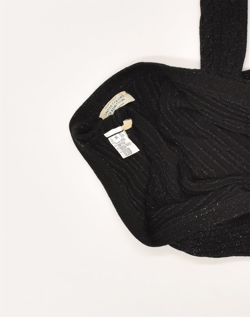 BENETTON Womens Cardigan Sweater UK 10 Small Black Acetate | Vintage Benetton | Thrift | Second-Hand Benetton | Used Clothing | Messina Hembry 