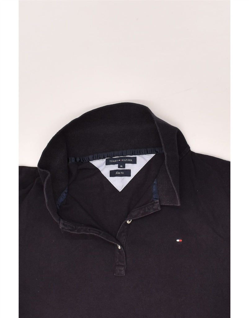 TOMMY HILFIGER Womens Slim Fit Polo Shirt UK 18 XL Navy Blue Cotton | Vintage Tommy Hilfiger | Thrift | Second-Hand Tommy Hilfiger | Used Clothing | Messina Hembry 