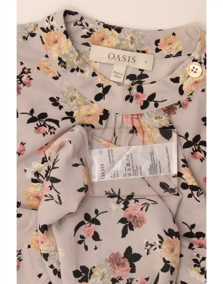 Oasis Womens Blouse Top UK 8 Small Grey Floral Polyester