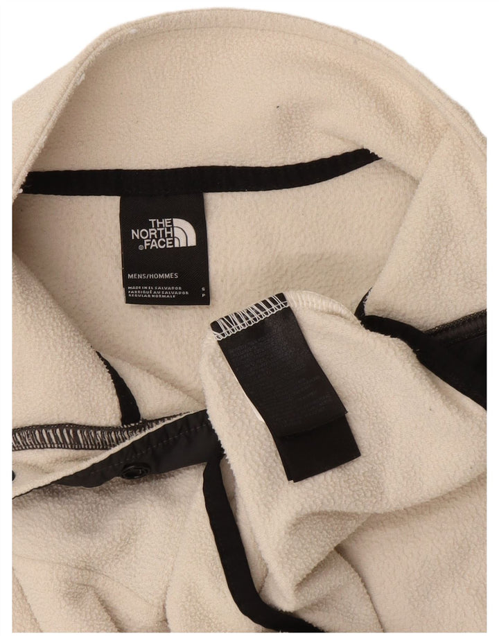 The North Face Mens Button Neck Fleece Jumper Small White Polyester