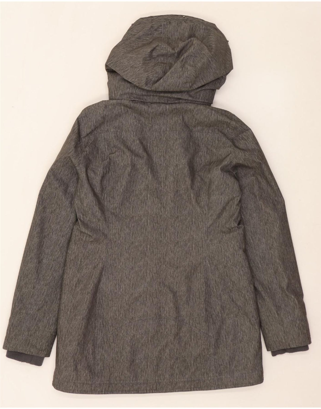HOLLISTER Womens Hooded Parka Jacket UK 14 Medium Grey Flecked Polyester