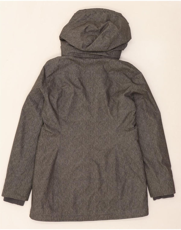 HOLLISTER Womens Hooded Parka Jacket UK 14 Medium Grey Flecked Polyester