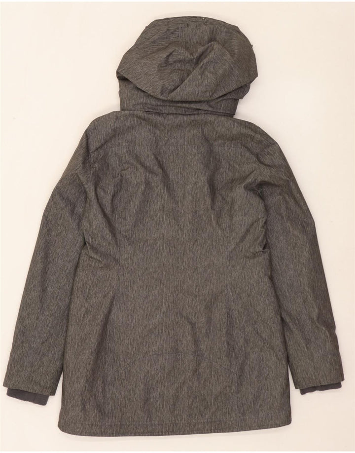 HOLLISTER Womens Hooded Parka Jacket UK 14 Medium Grey Flecked Polyester
