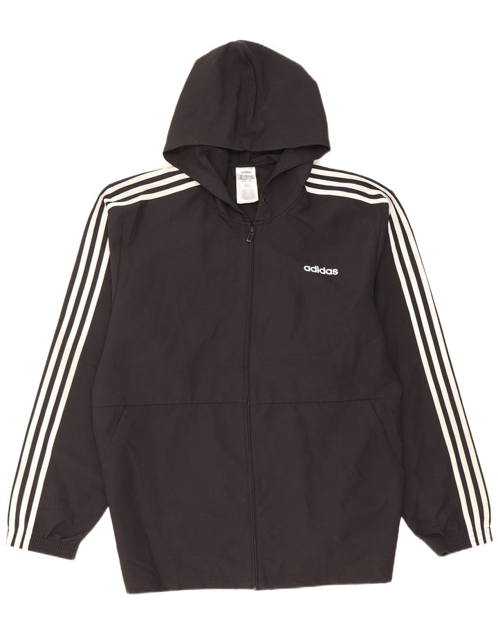 Adidas Mens Hooded Tracksuit Top Jacket XL Black Polyester