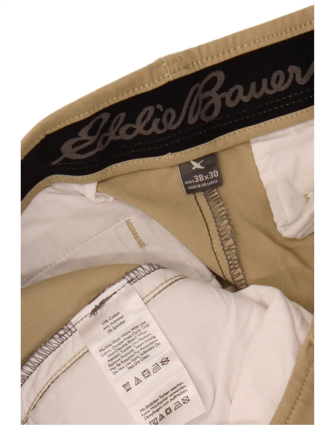 EDDIE BAUER Mens Straight Chino Trousers  W38 L30 Beige Cotton