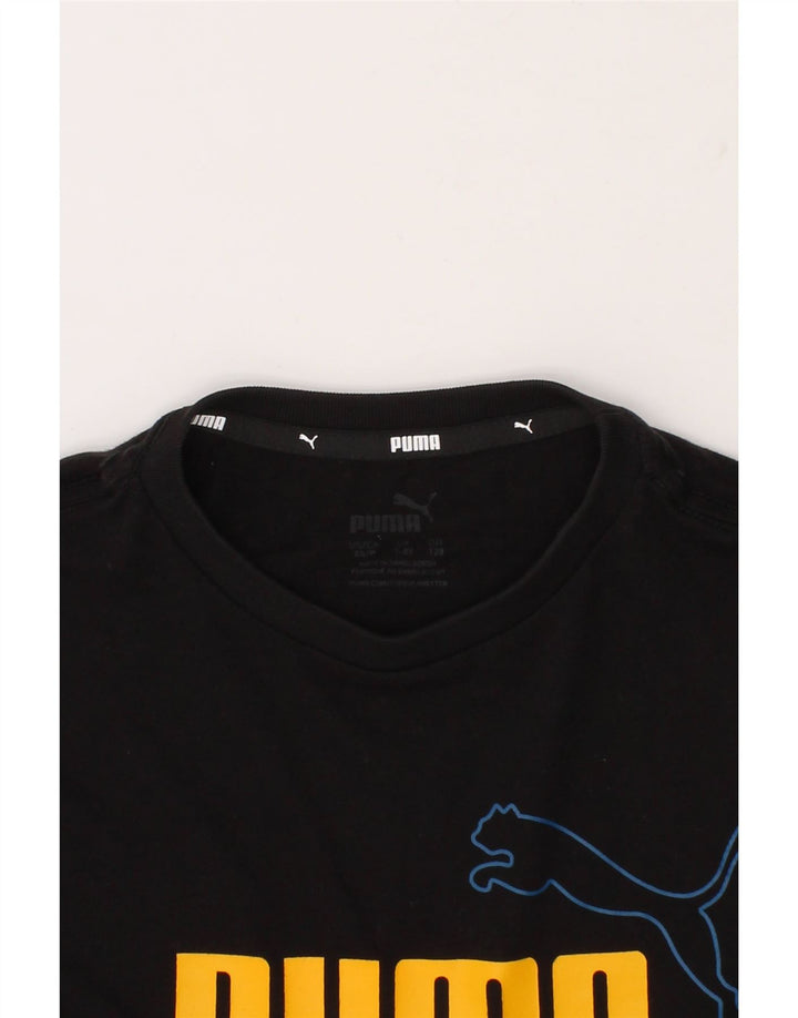 PUMA Boys Graphic T-Shirt Top 7-8 Years Small  Black Cotton Vintage Puma and Second-Hand Puma from Messina Hembry 