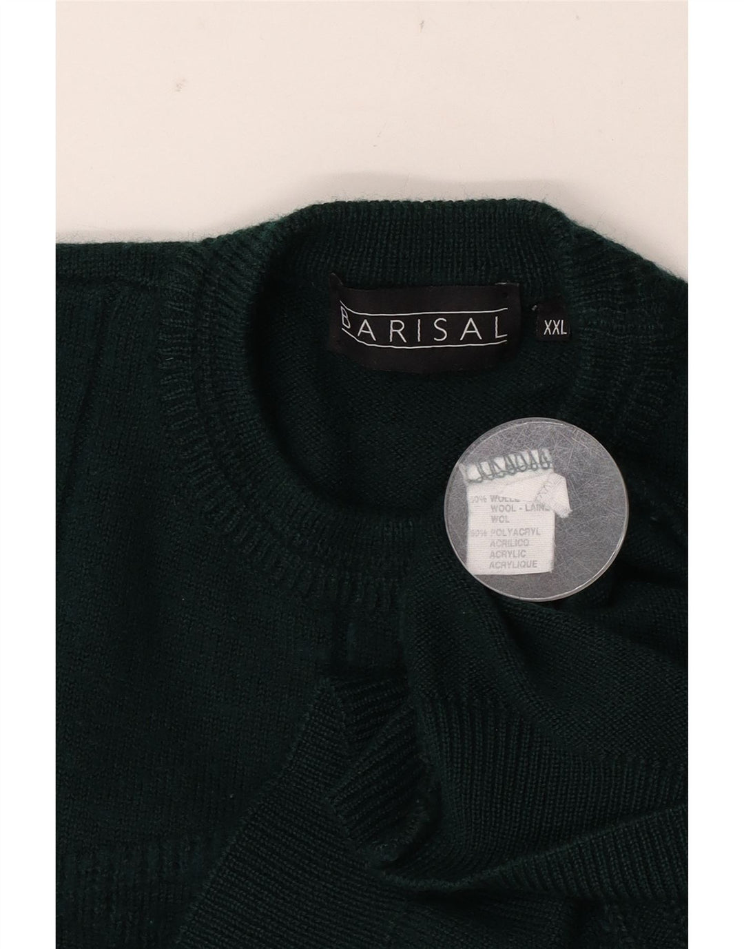Barisal Mens Crew Neck Jumper Sweater 2XL Green Striped Wool