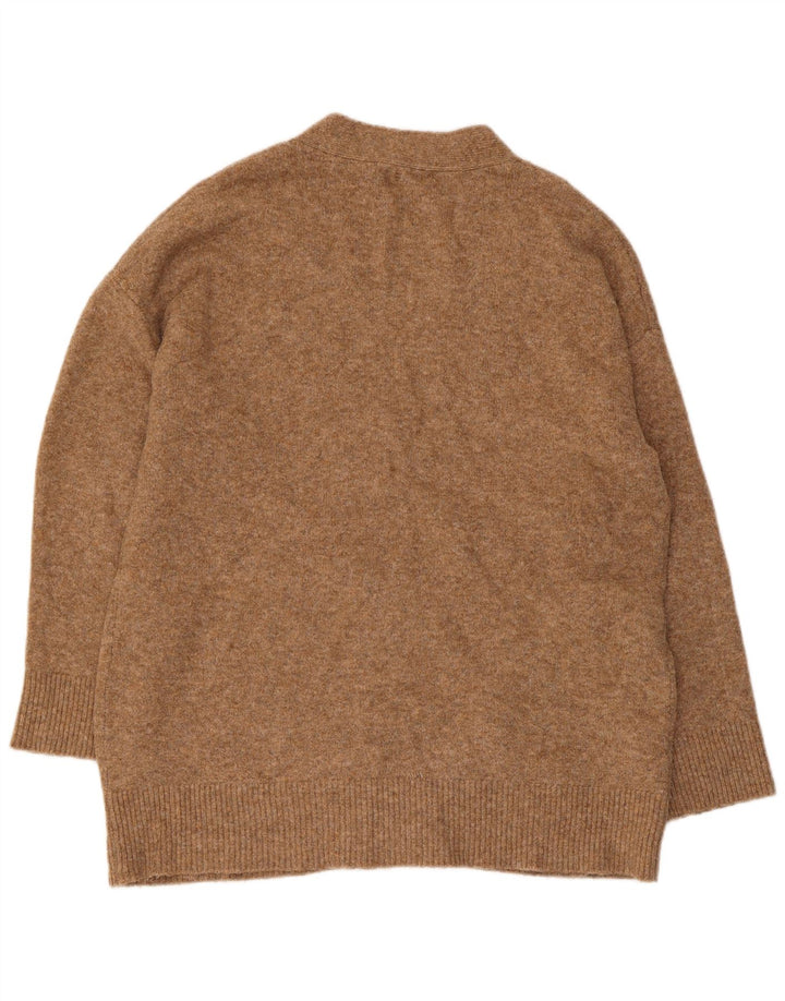 Zara Womens Oversized Cardigan Sweater UK 14 Medium Beige Acrylic