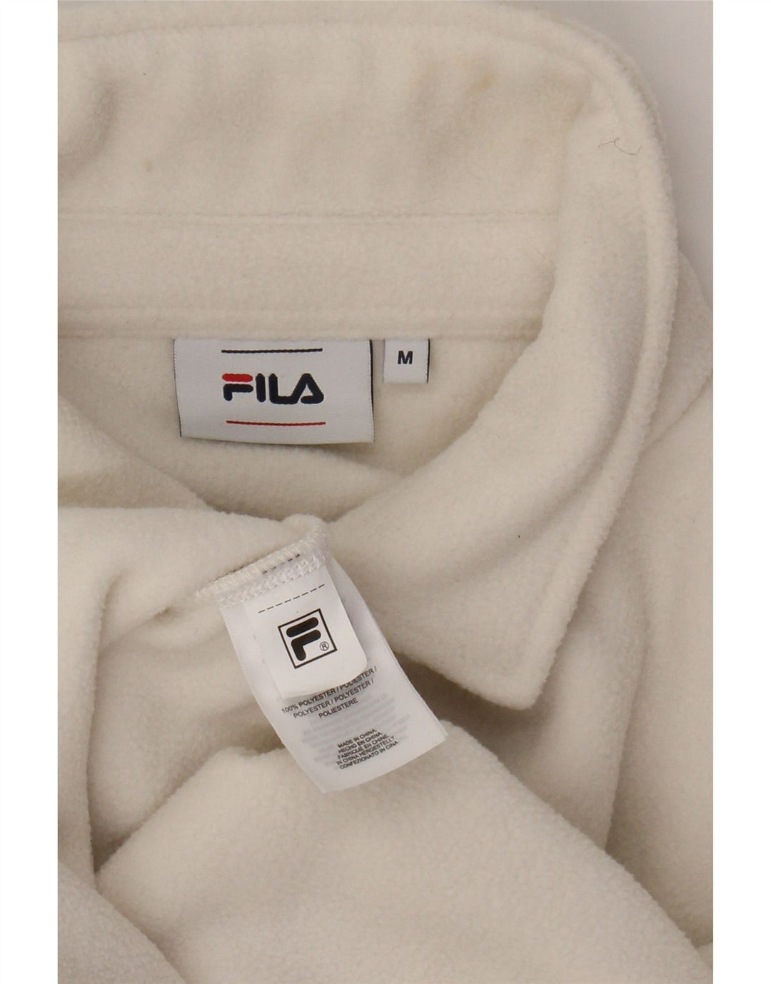 FILA Mens Graphic Fleece Shirt Medium White Polyester