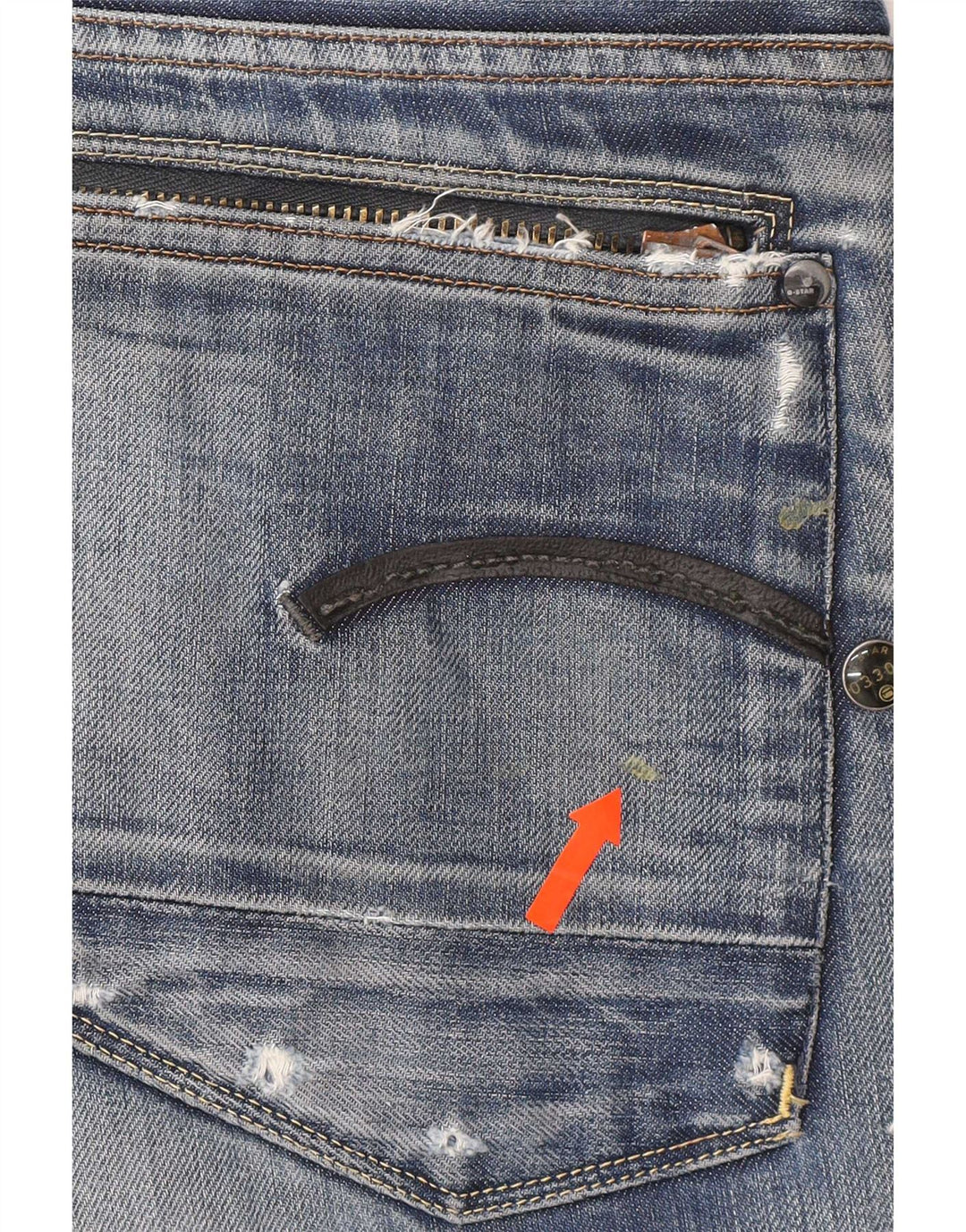 G-Star Mens Distressed Straight Jeans W33 L32 Blue Cotton