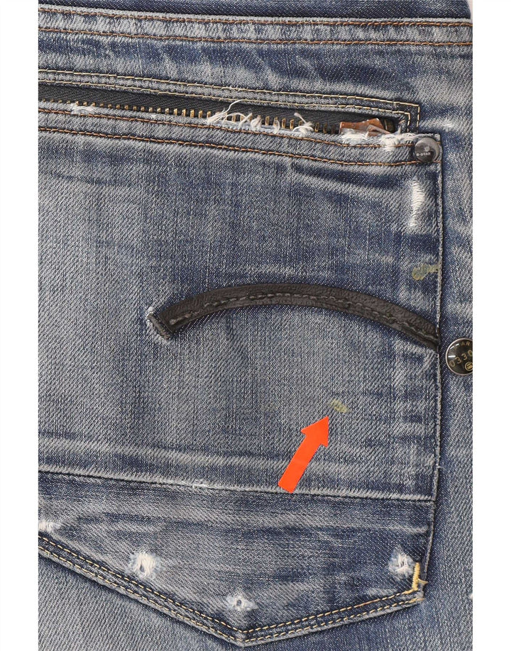 G-Star Mens Distressed Straight Jeans W33 L32 Blue Cotton