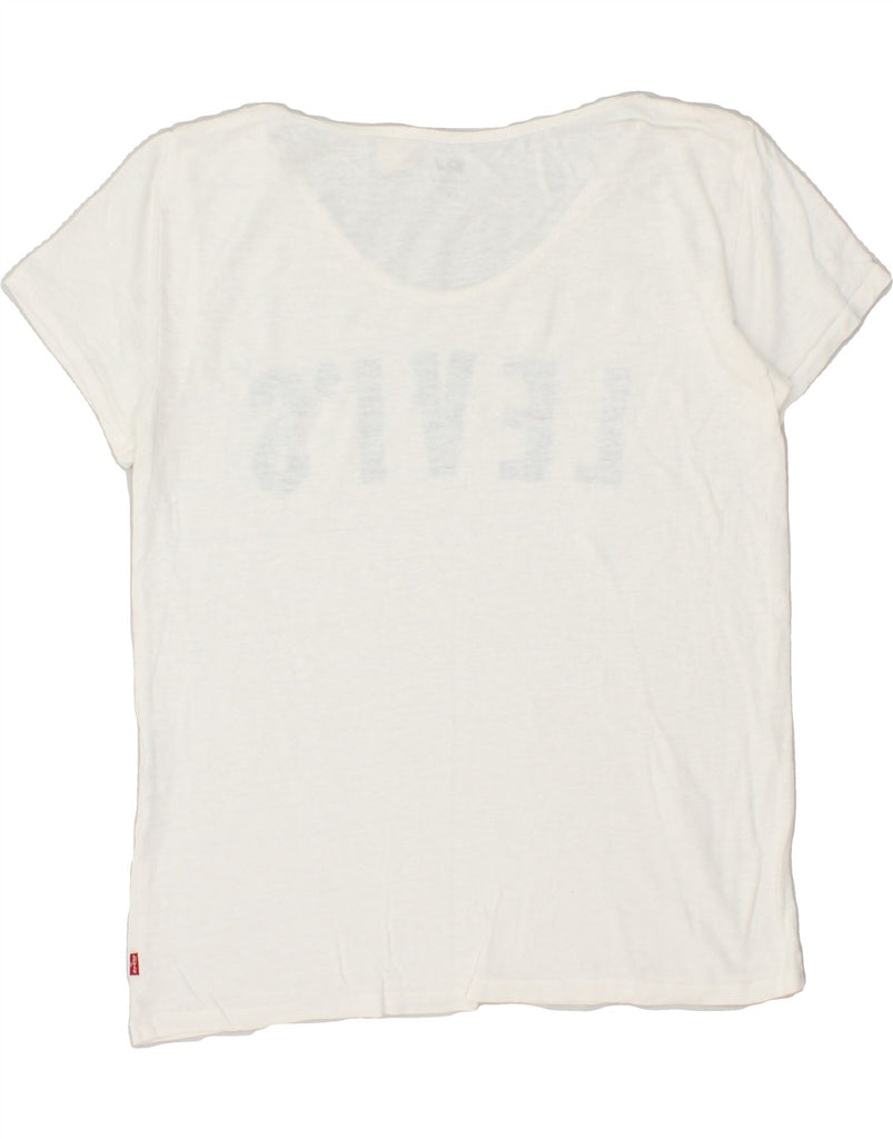 LEVI'S Womens Graphic T-Shirt Top UK 14 Medium White | Vintage Levi's | Thrift | Second-Hand Levi's | Used Clothing | Messina Hembry 