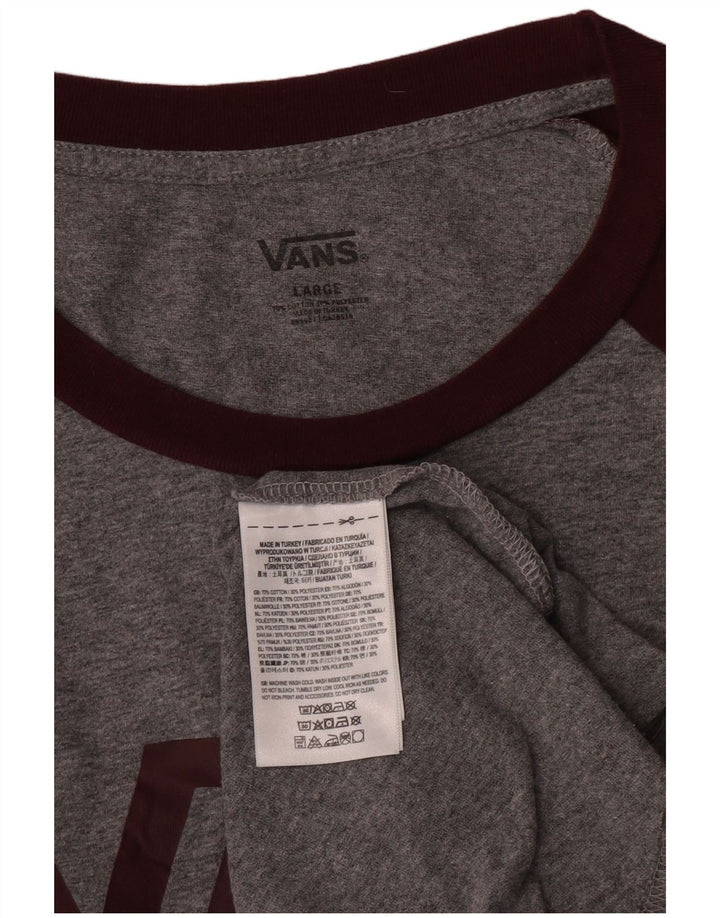Vans Mens Graphic Top 3/4 Sleeve Large Grey Flecked Cotton