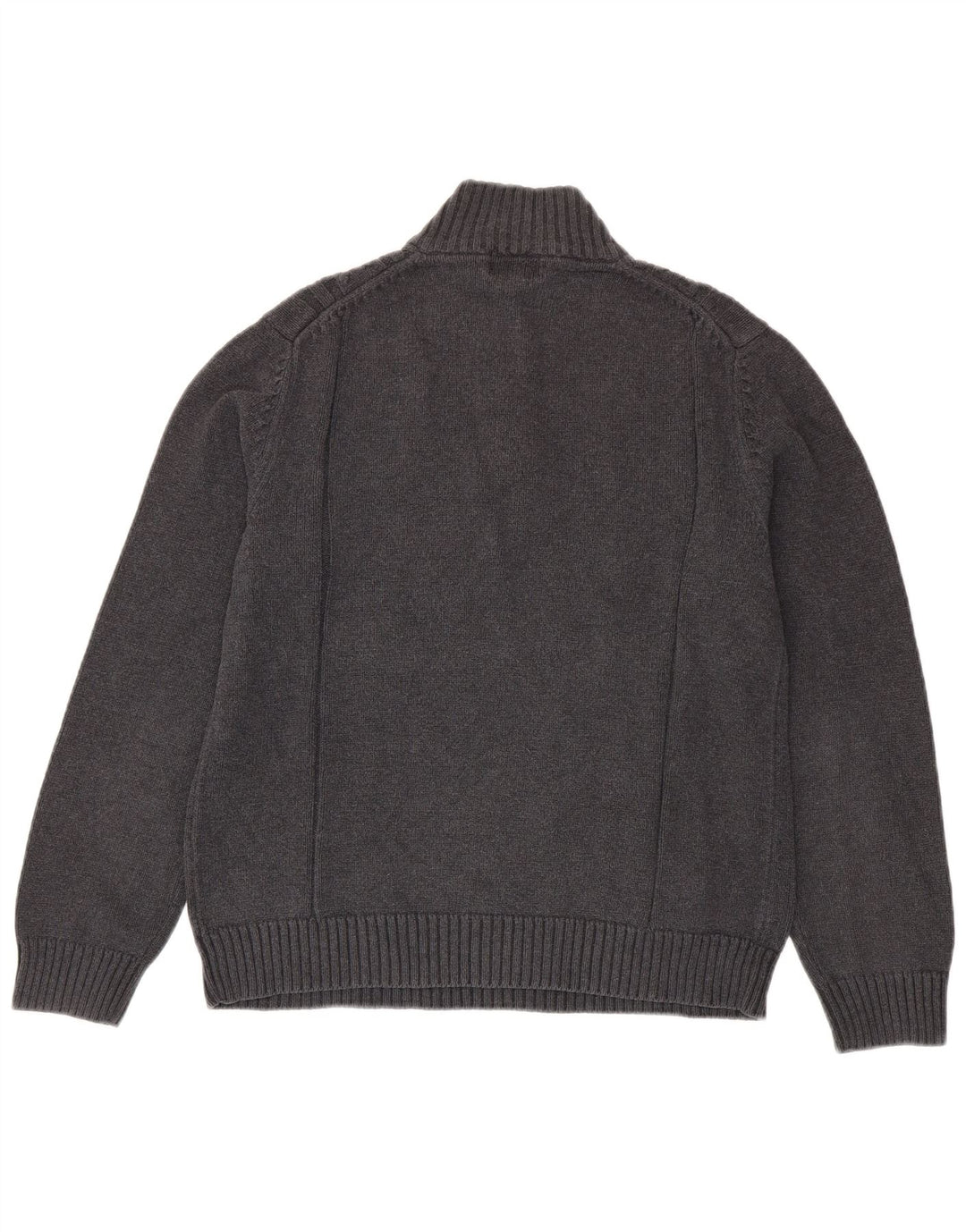 CALVIN KLEIN Mens Zip Neck Jumper Sweater Medium Grey Cotton