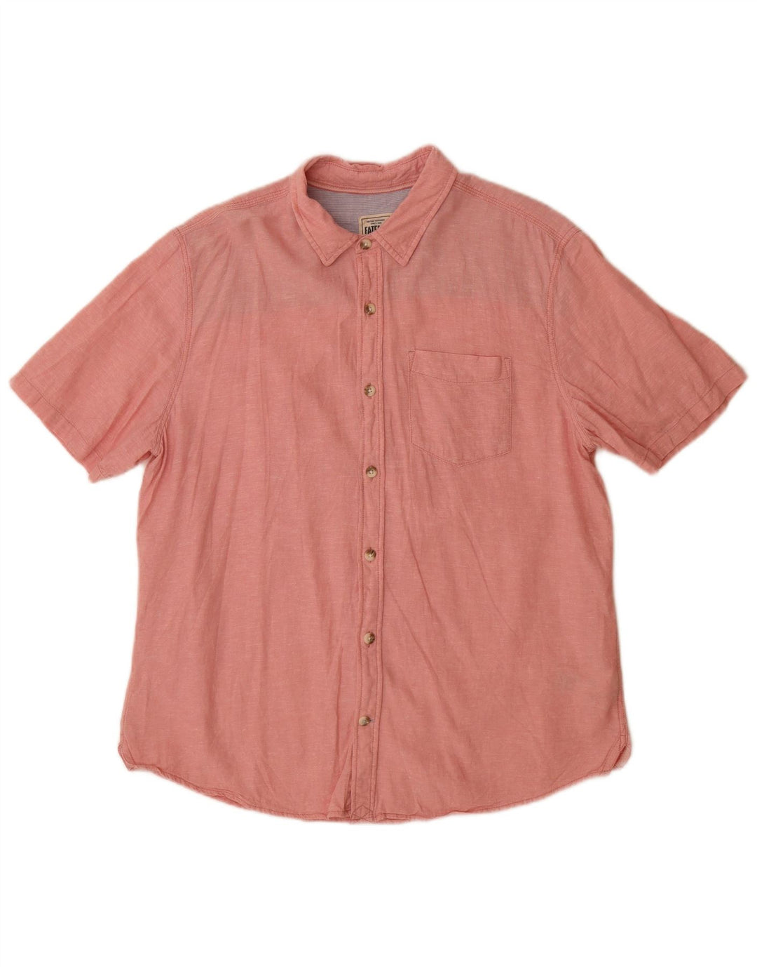 Fat Face Mens Short Sleeve Classic Fit Shirt Large Pink Linen