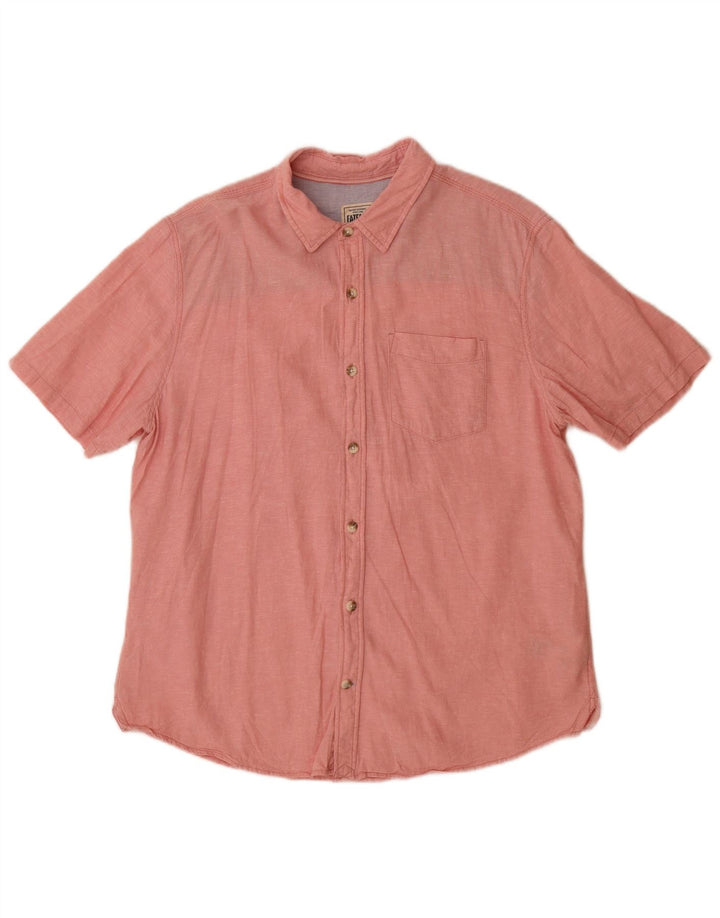 Fat Face Mens Short Sleeve Classic Fit Shirt Large Pink Linen
