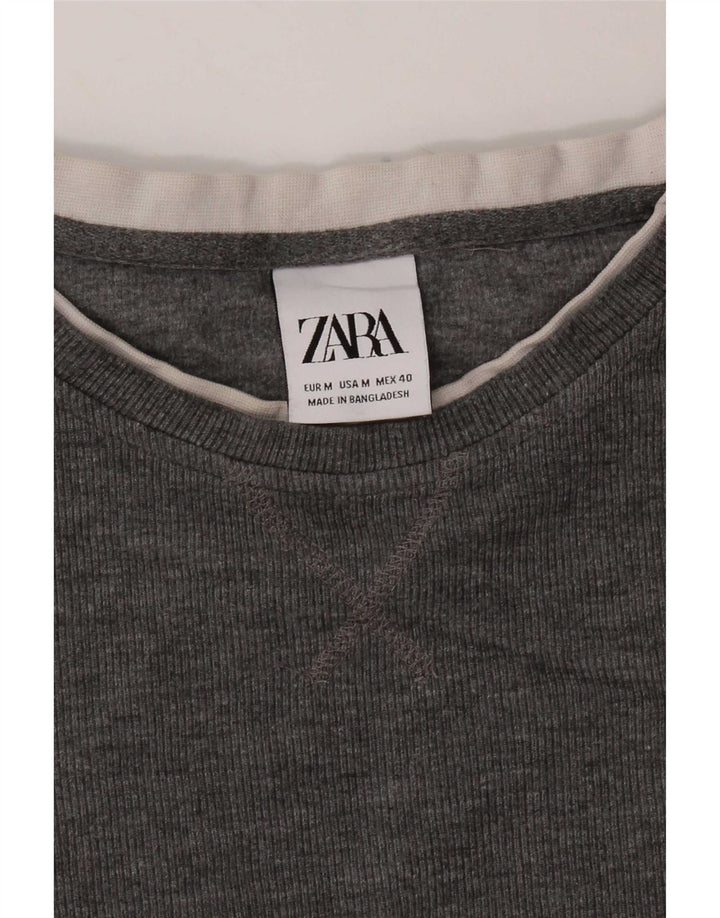 Zara Womens Top Long Sleeve UK 12 Medium Grey