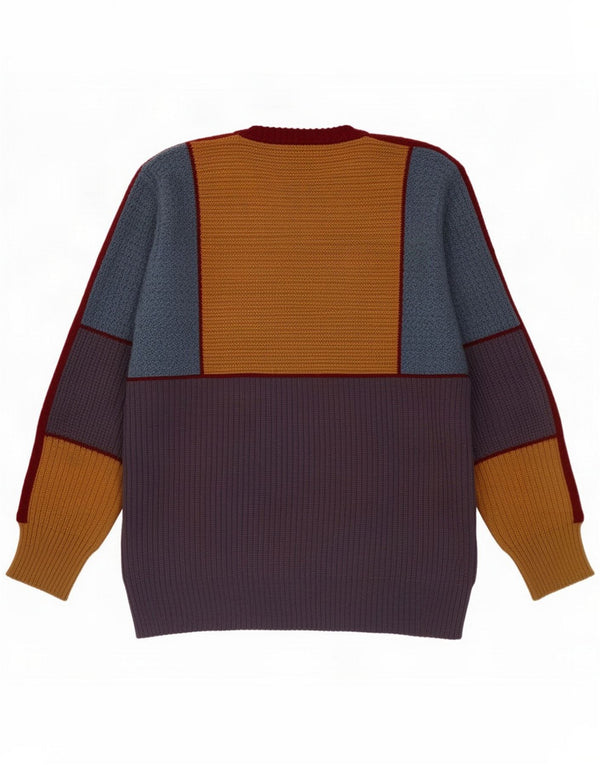 Vintage Mens Crew Neck Jumper Sweater Medium Multicoloured Colourblock