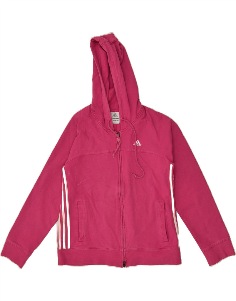 ADIDAS Womens Zip Hoodie Sweater UK 12 Medium  Pink Cotton | Vintage Adidas | Thrift | Second-Hand Adidas | Used Clothing | Messina Hembry 