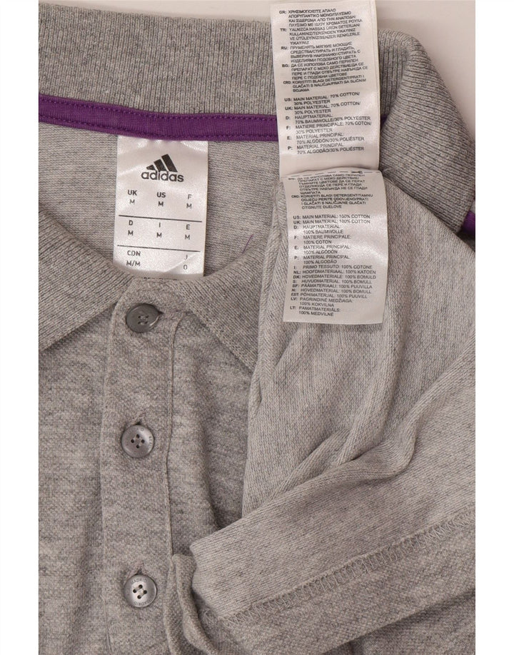 ADIDAS Mens Real Madrid Polo Shirt Medium Grey Cotton