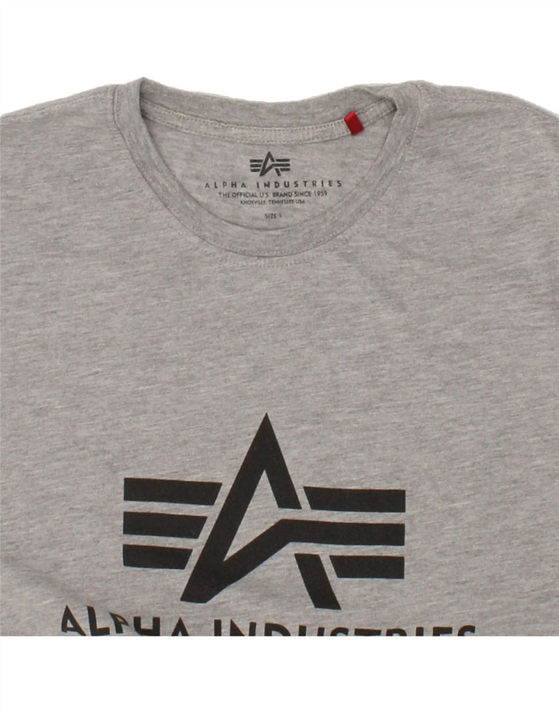 ALPHA INDUSTRIES Mens Graphic T-Shirt Top Small Grey Cotton Vintage Alpha Industries and Second-Hand Alpha Industries from Messina Hembry 