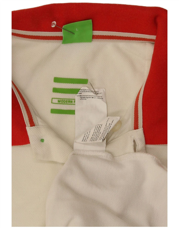 Hugo Boss Mens Polo Shirt Large White Colourblock Cotton