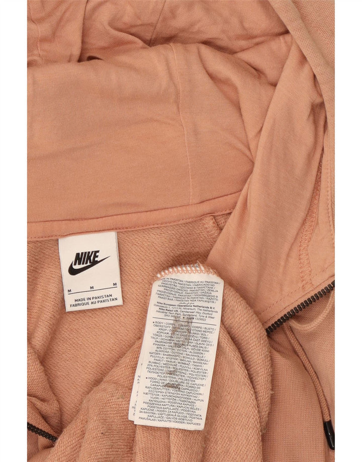 Nike Womens Zip Hoodie Sweater UK 14 Medium Orange Cotton