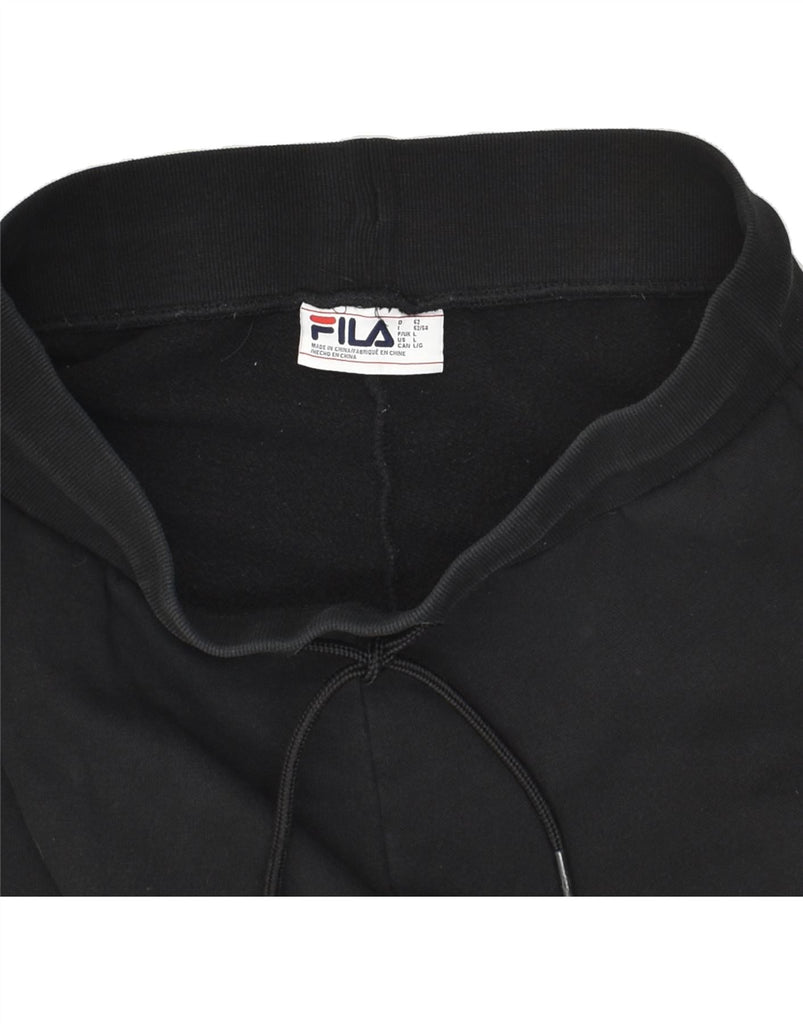 FILA Mens Cargo Tracksuit Trousers Joggers Large Black Cotton | Vintage Fila | Thrift | Second-Hand Fila | Used Clothing | Messina Hembry 