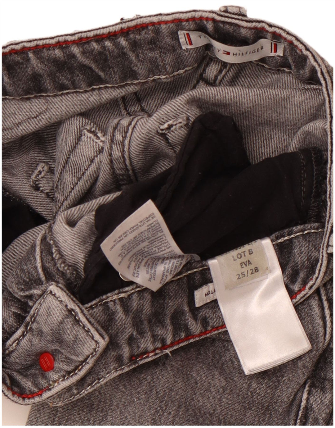 TOMMY HILFIGER Womens Eva High Waist Tapered Jeans W25 L25 Grey Cotton