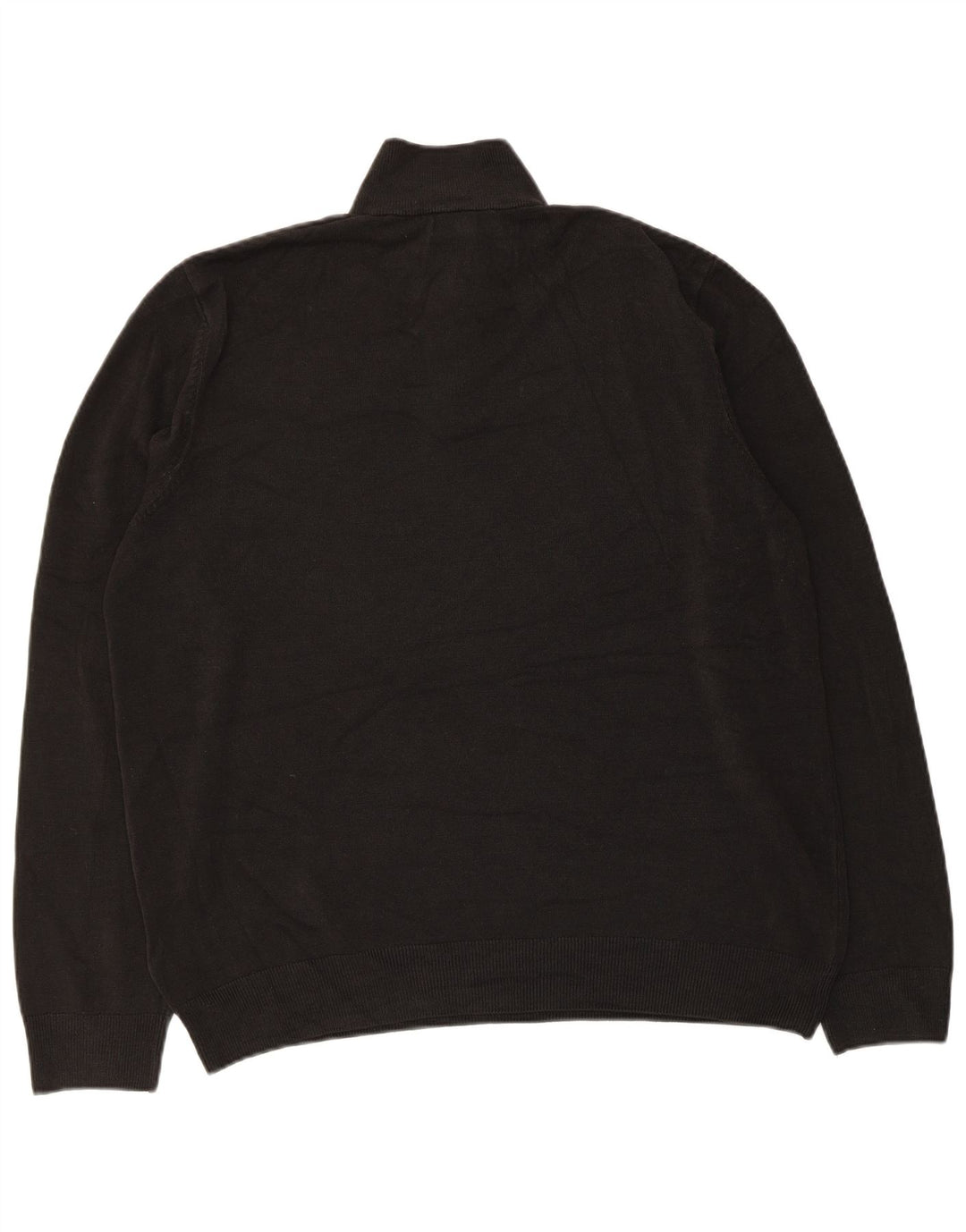Marks & Spencer Mens Zip Neck Jumper Sweater XL Black Acrylic