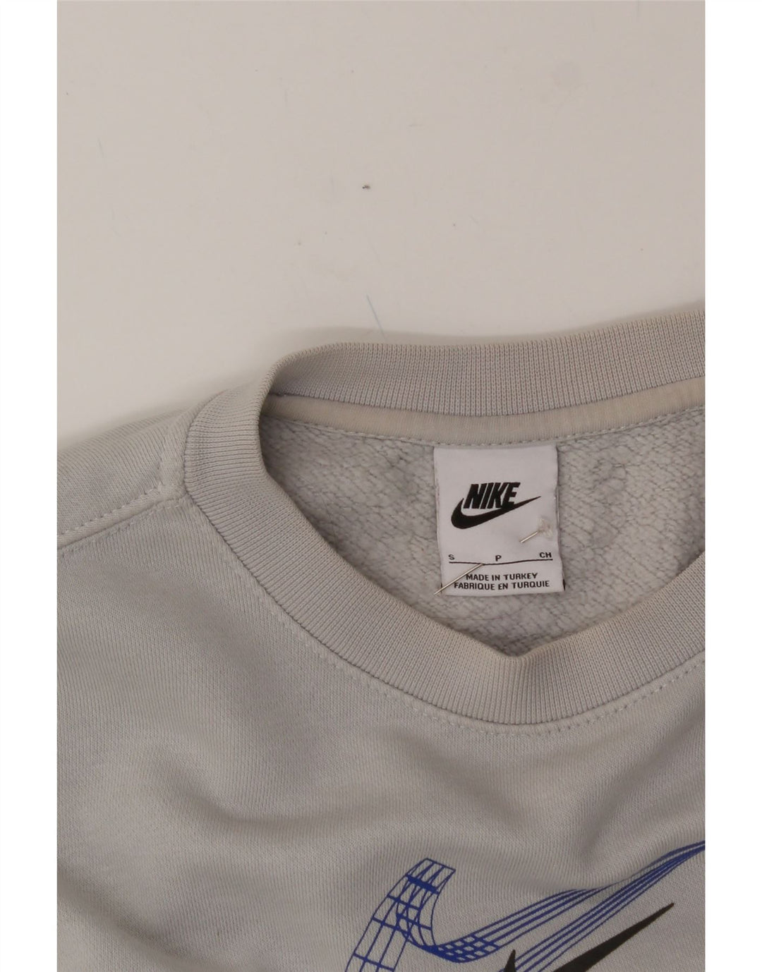 NIKE Mens Graphic Sweatshirt Jumper Small Grey Vintage Nike and Second-Hand Nike from Messina Hembry 