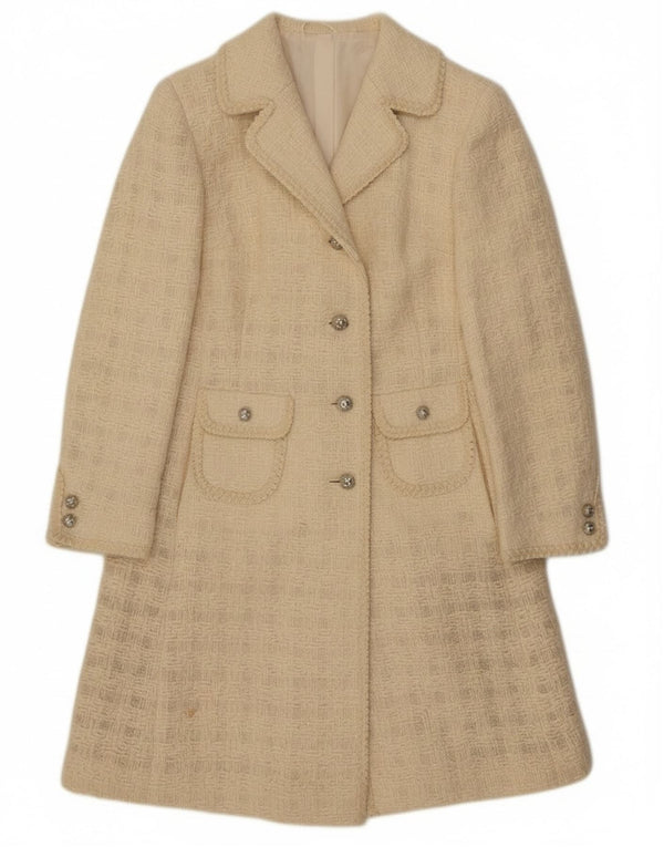 Exclusive Womens Overcoat UK 10 Small Off White Check