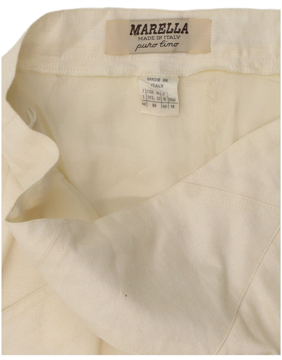MARELLA Womens A-Line Skirt UK 12 Medium W30 Off White Linen