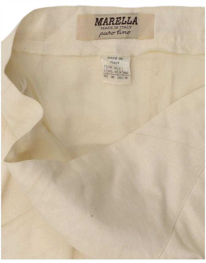MARELLA Womens A-Line Skirt UK 12 Medium W30 Off White Linen
