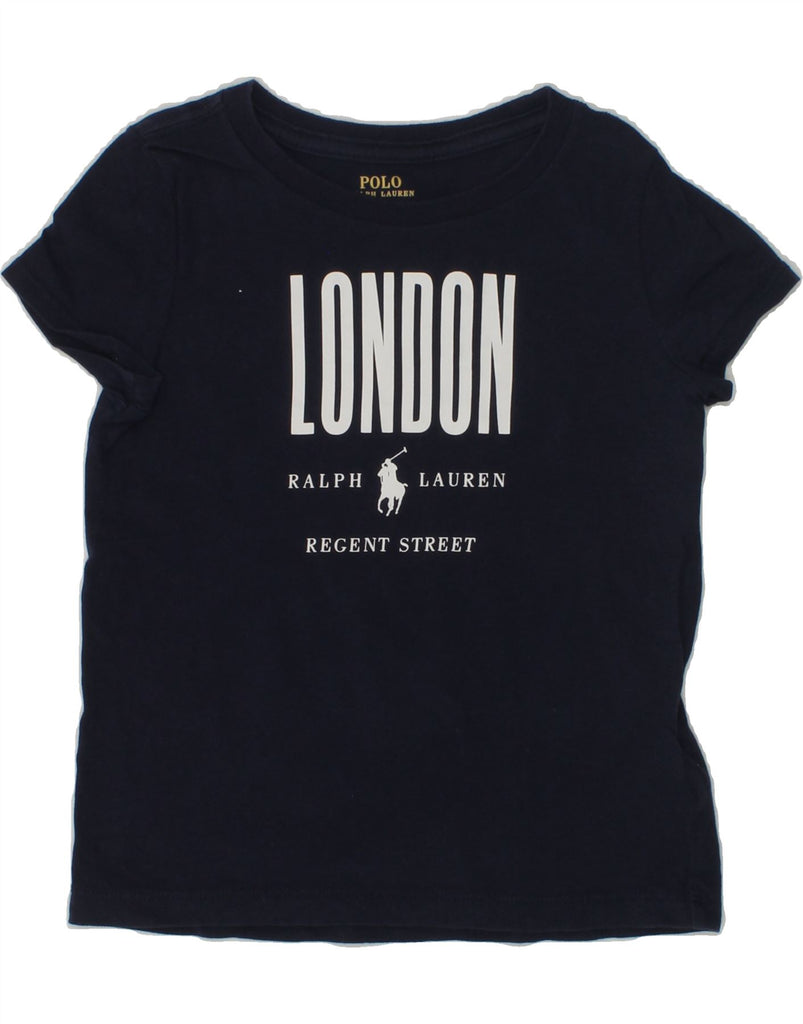 POLO RALPH LAUREN Boys London Graphic T-Shirt Top 2-3 Years Navy Blue | Vintage Polo Ralph Lauren | Thrift | Second-Hand Polo Ralph Lauren | Used Clothing | Messina Hembry 